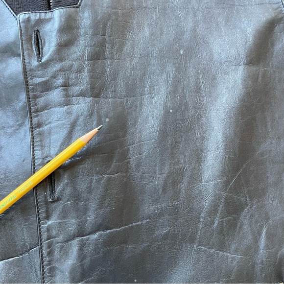 Tre Vero Men's Black Leather Sweater Jacket Button Front Stand Collar size L - Picture 10 of 14